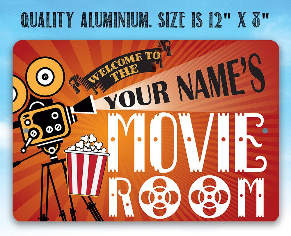 Personalized - Movie Room - Metal Sign | Lone Star Art.