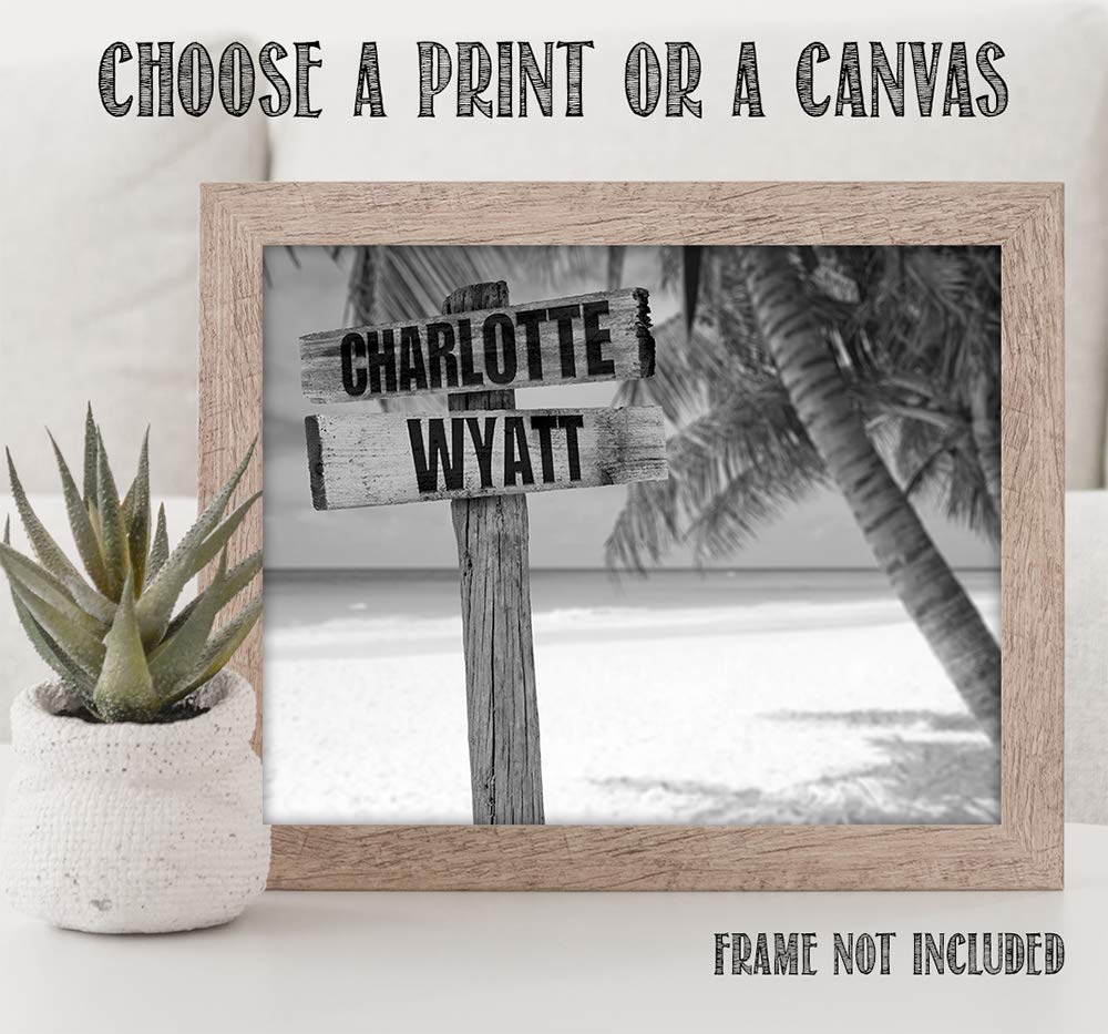 Personalized - Names Sign Post Art - Beach - Print or Canvas | Lone Star Art.