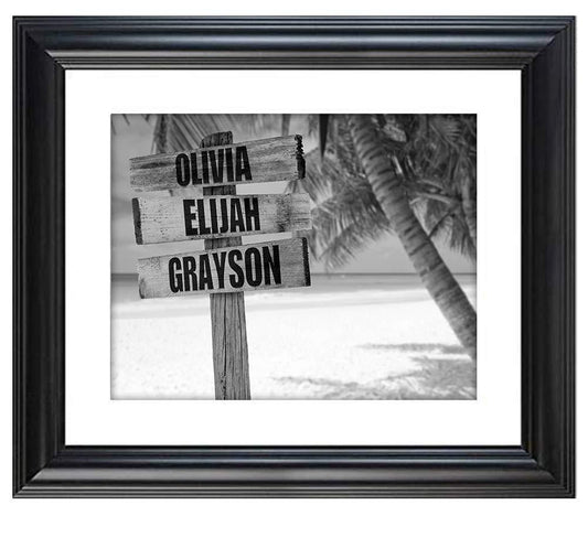 Personalized - Names Sign Post Art - Beach - Print or Canvas | Lone Star Art.