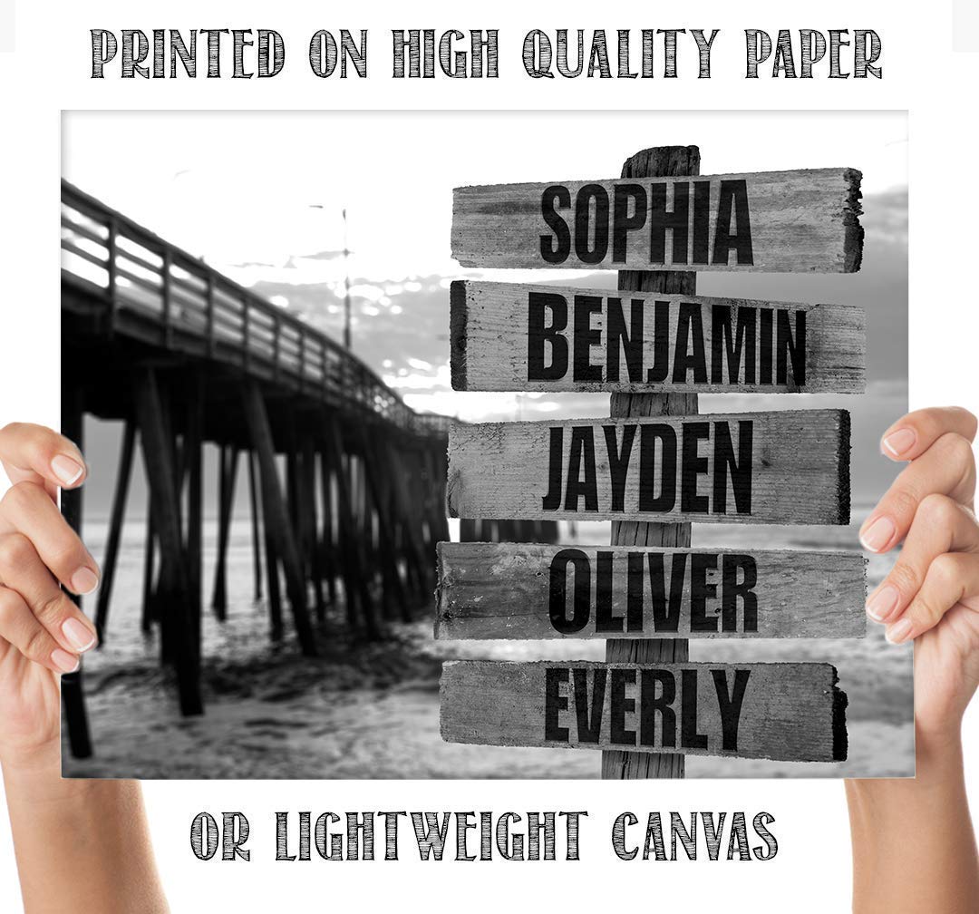 Personalized - Names Sign Post Art - Pier - Print or Canvas | Lone Star Art.