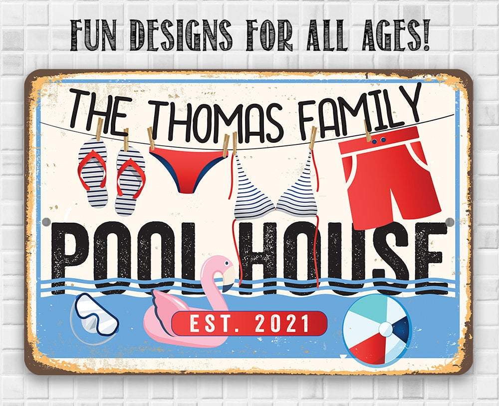 Personalized - Pool House - Metal Sign | Lone Star Art.