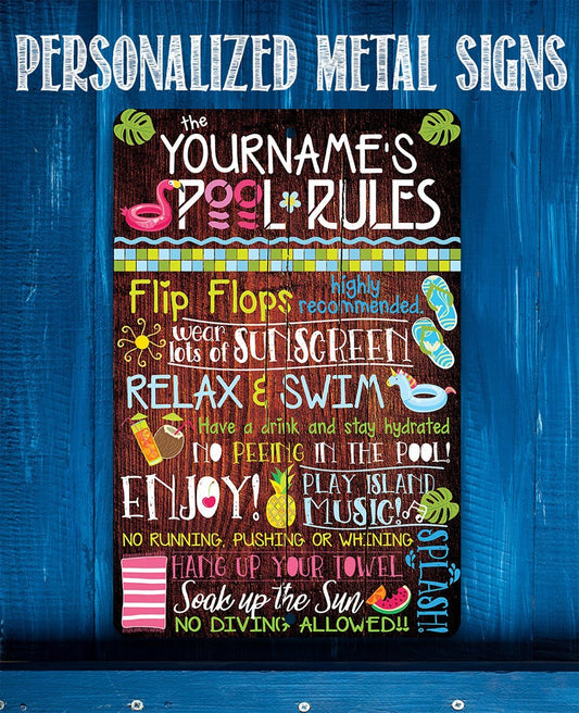 Personalized - Pool Rules - Metal Sign | Lone Star Art.