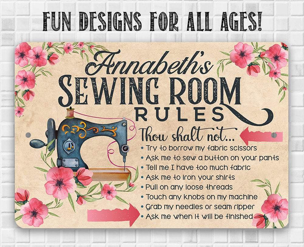 Personalized - Sewing Room Rules - Metal Sign | Lone Star Art.