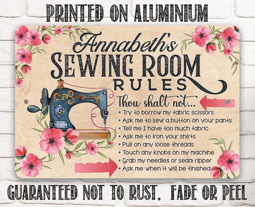 Personalized - Sewing Room Rules - Metal Sign | Lone Star Art.
