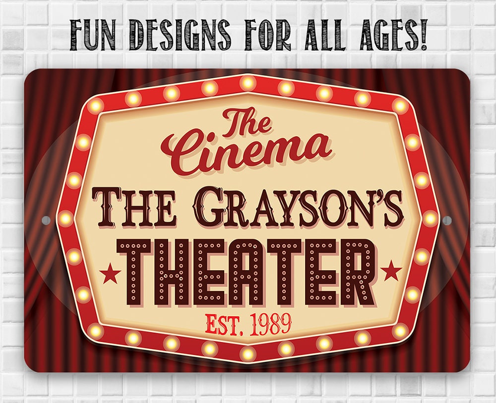 Personalized - The Cinema - Metal Sign Metal Sign Lone Star Art
