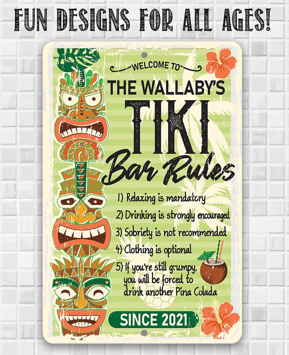 Personalized - Tiki Bar Rules - Metal Sign | Lone Star Art.