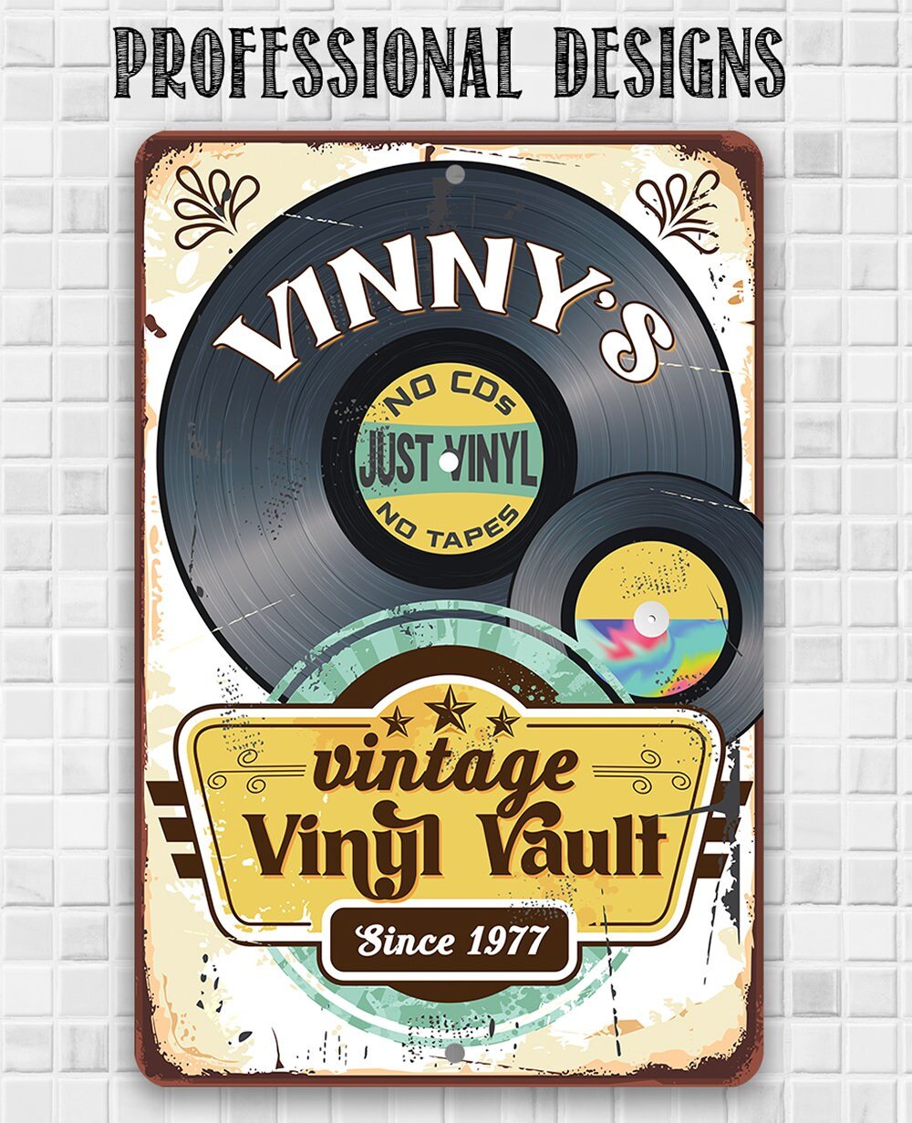 Personalized Tin - Vintage Vinyl Vault - 8" x 12" or 12" x 18" Aluminum Tin Awesome Metal Poster Lone Star Art