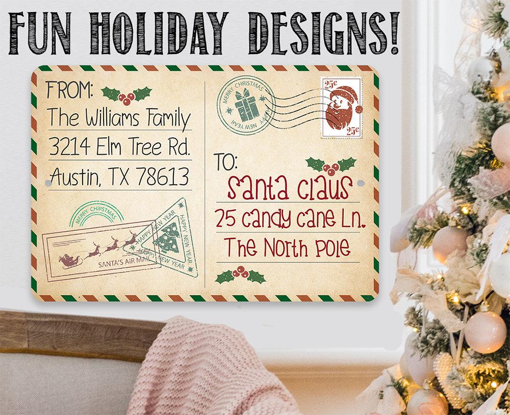 Personalized - To Santa Postcard - Metal Sign | Lone Star Art.