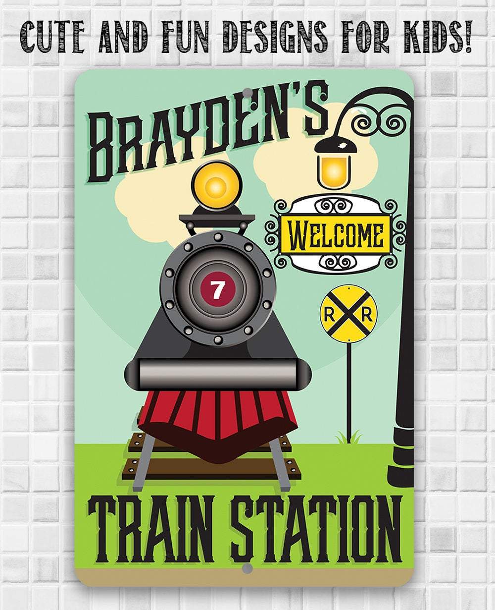 Personalized - Train Station - Metal Sign | Lone Star Art.