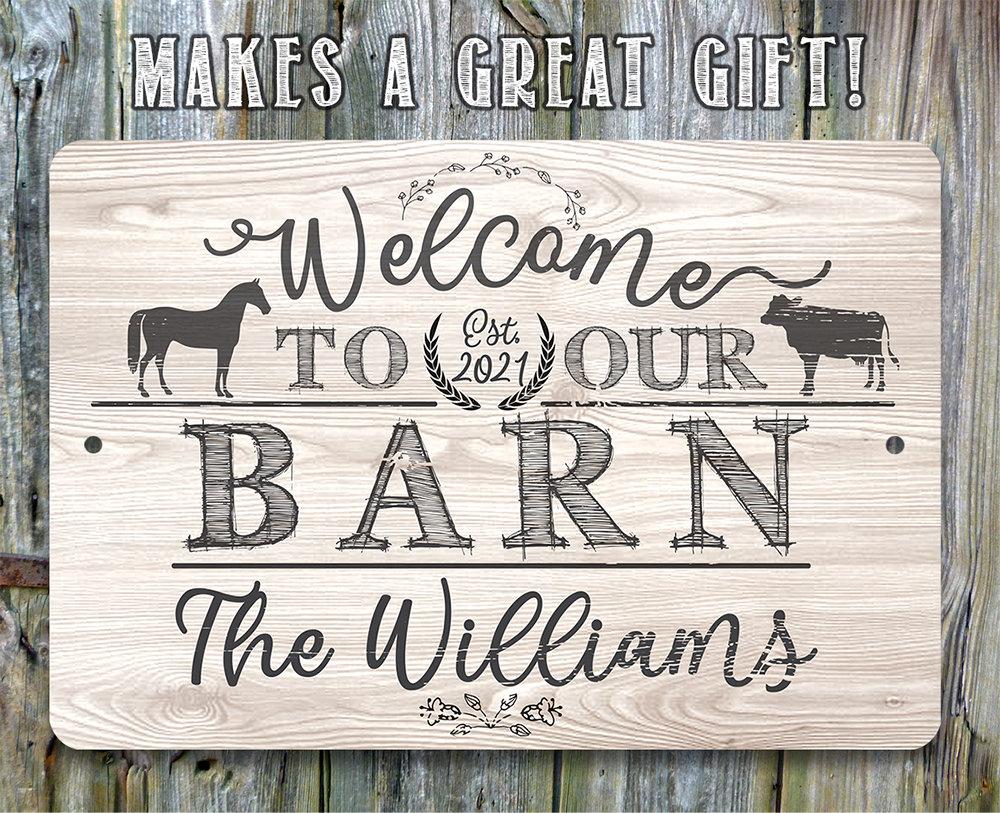 Personalized - Welcome To Our Barn - Metal Sign | Lone Star Art.