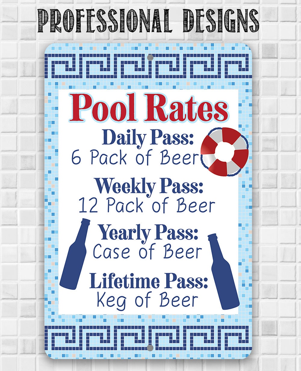 Pool Rates - 8" x 12" or 12" x 18" Aluminum Tin Awesome Metal Poster Lone Star Art