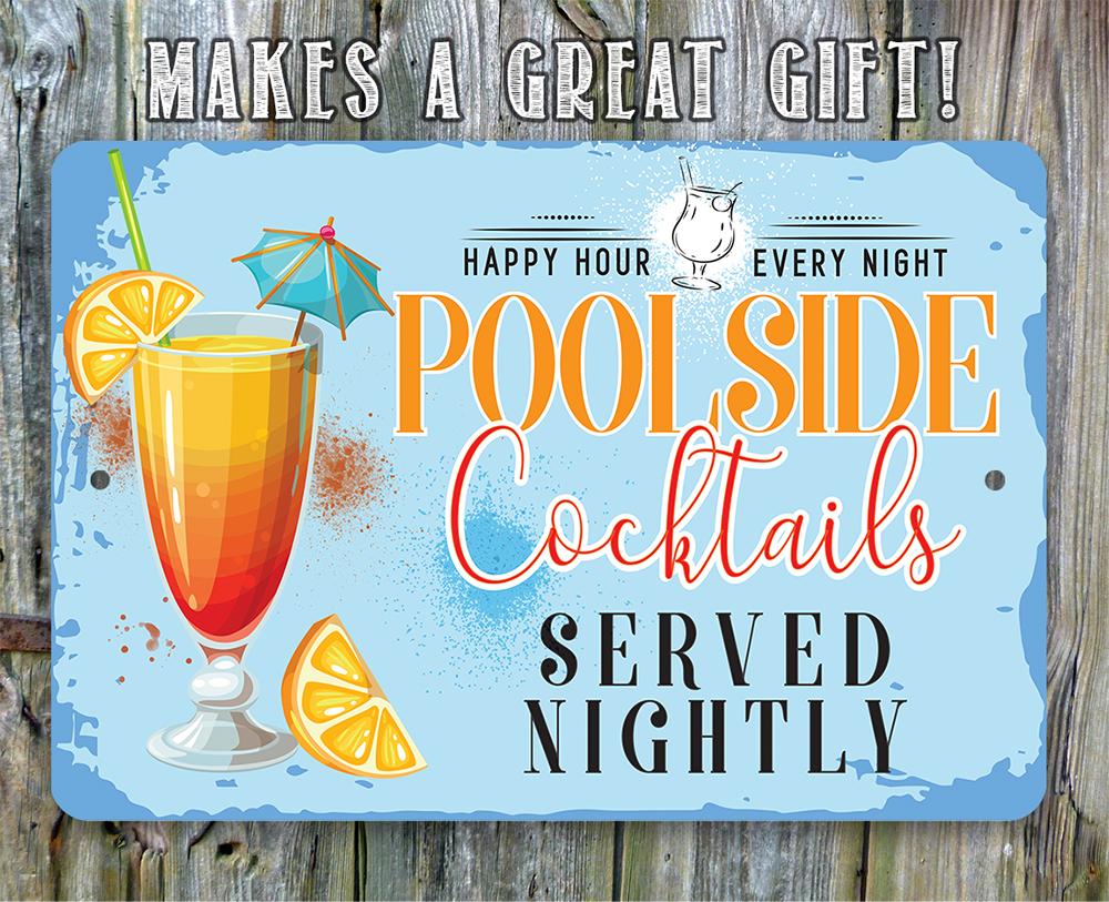 Poolside Cocktails - Metal Sign | Lone Star Art.