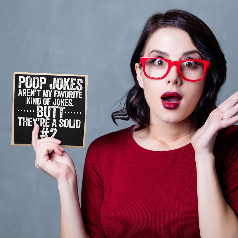 Poop Jokes - Rustic Wooden Sign -Makes a Funny Bathroom Décor and Housewarming Gift Under 15 Dollars Lone Star Art 