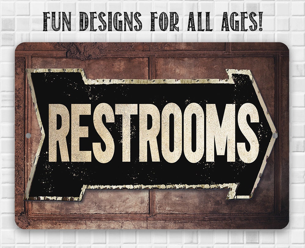 Rest Room - Left or Right - 8" x 12" or 12" x 18" Aluminum Tin Awesome Metal Poster Lone Star Art 8 x 12 Right
