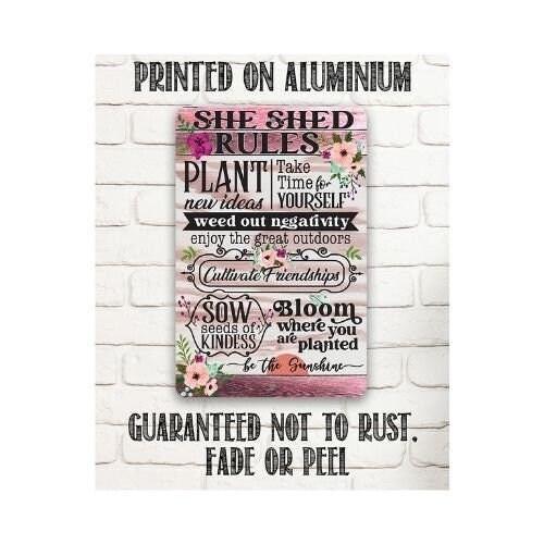 She Shed Rules - Metal Sign | Lone Star Art.