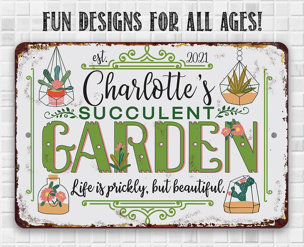Personalized - Succulent Garden - Metal Sign | Lone Star Art.