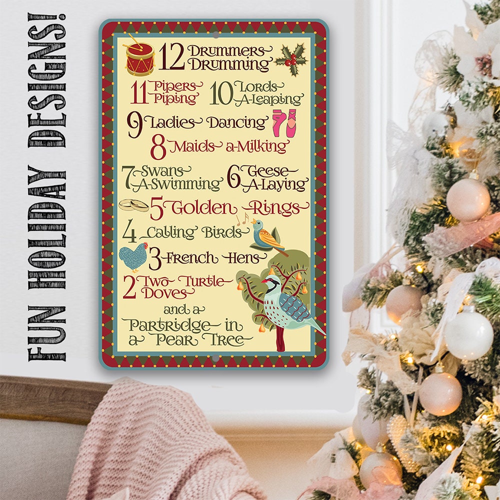 The 12 Days of Christmas - Metal Sign Metal Sign Lone Star Art