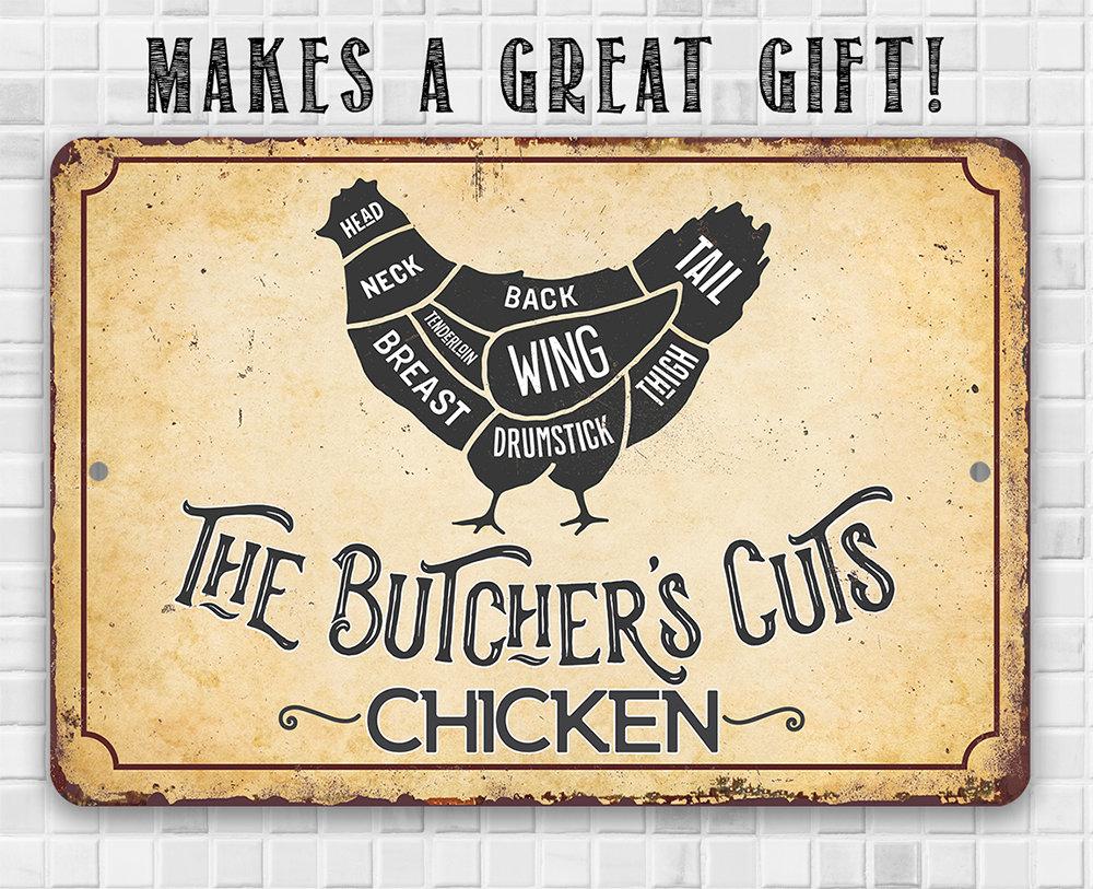 The Butcher's Cut CHICKEN - Metal Sign | Lone Star Art.