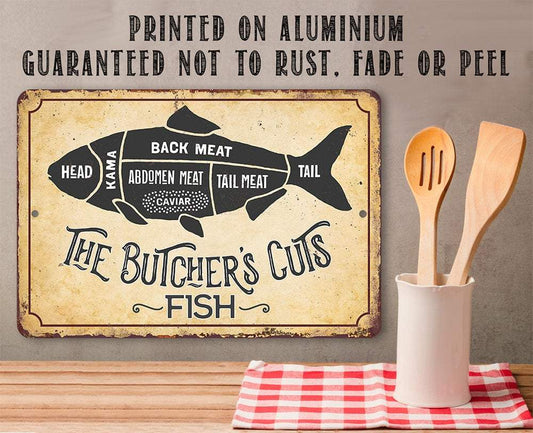 The Butcher's Cut FISH - Metal Sign | Lone Star Art.