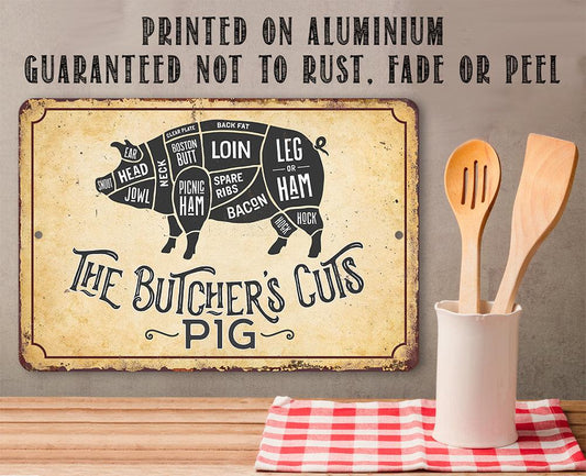 The Butcher's Cut PIG - Metal Sign | Lone Star Art.
