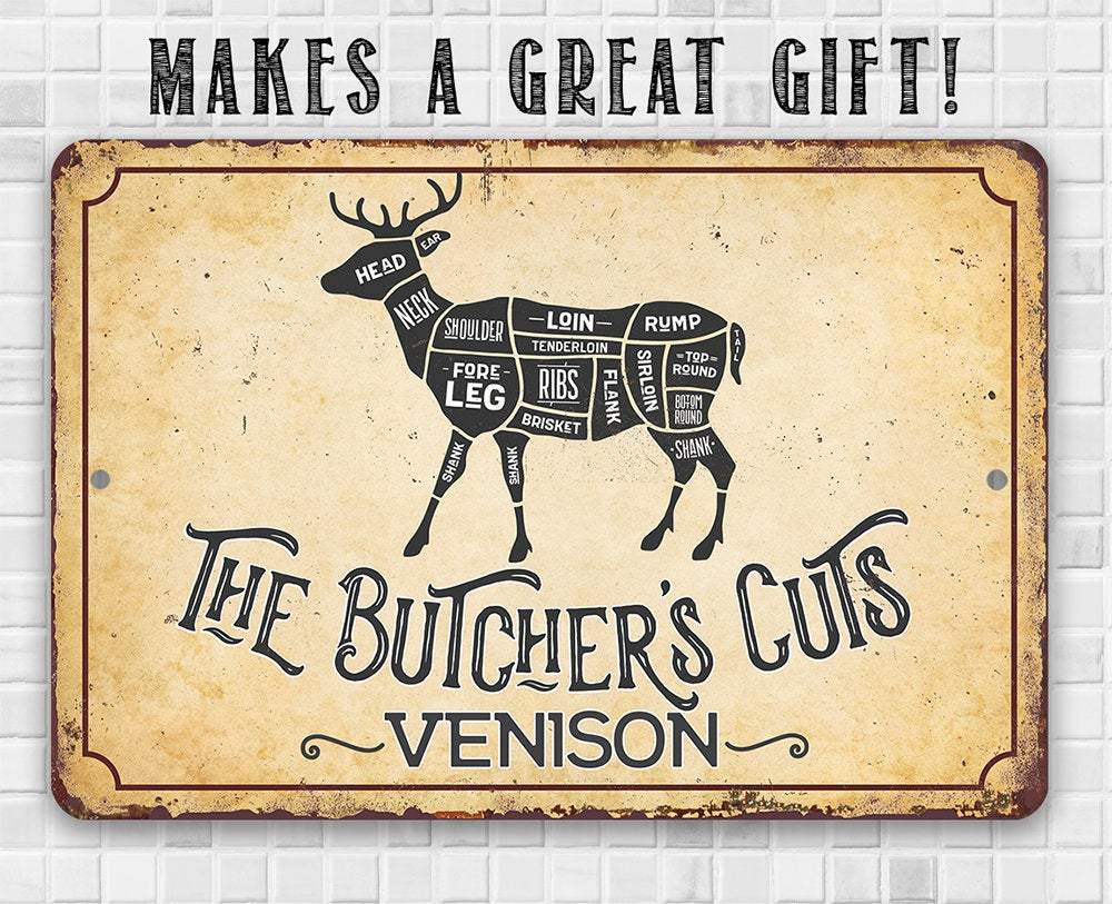 The Butcher's Cut VENISON - Metal Sign | Lone Star Art.