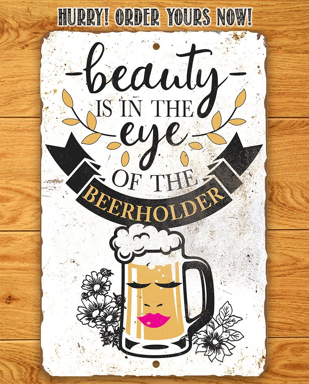 Beauty Beer Holder - Metal Sign | Lone Star Art.