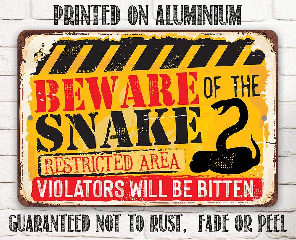 Beware Snake - Metal Sign | Lone Star Art.