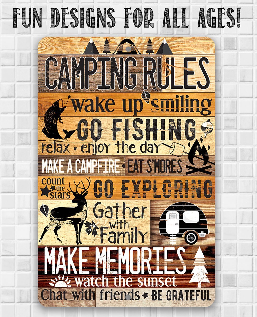 Camping Rules - Metal Sign | Lone Star Art.