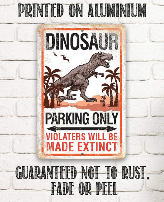 Dinosaur Parking - Metal Sign | Lone Star Art.