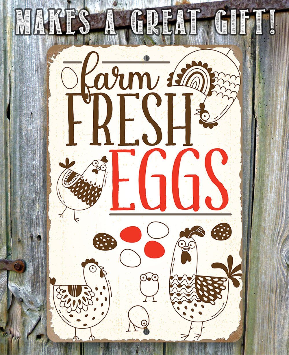 Farm Fresh Eggs 2 - Metal Sign | Lone Star Art.