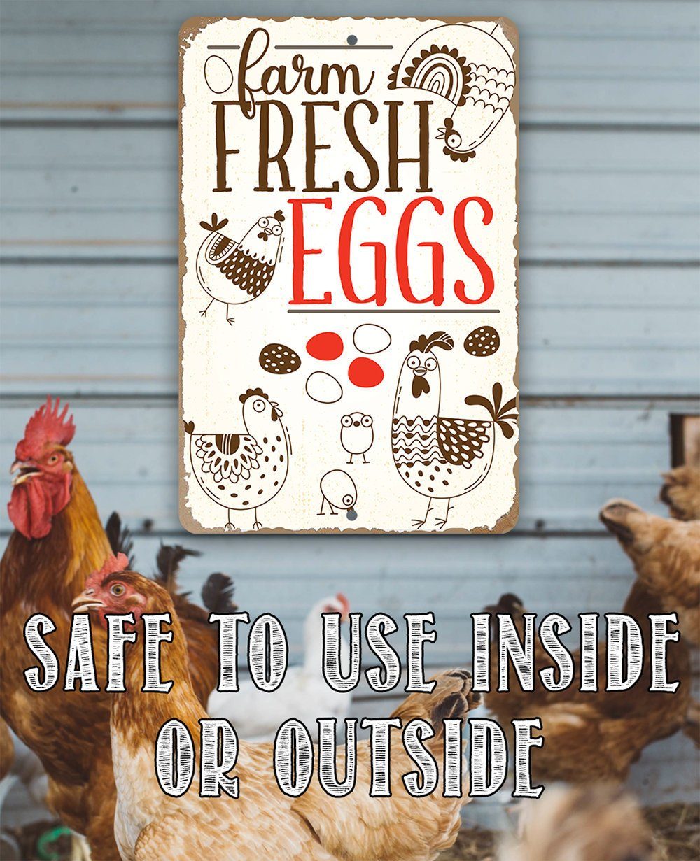Farm Fresh Eggs 2 - Metal Sign | Lone Star Art.