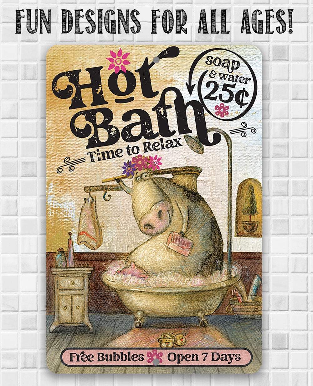Hot Bath - Metal Sign | Lone Star Art.