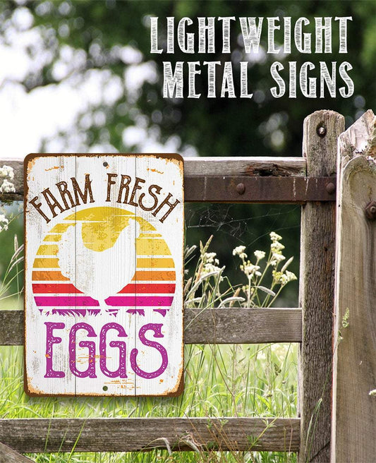Farm Fresh Eggs - Metal Sign | Lone Star Art.