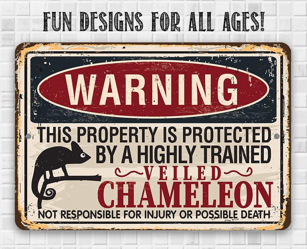 Warning Property Chameleon - Metal Sign | Lone Star Art.