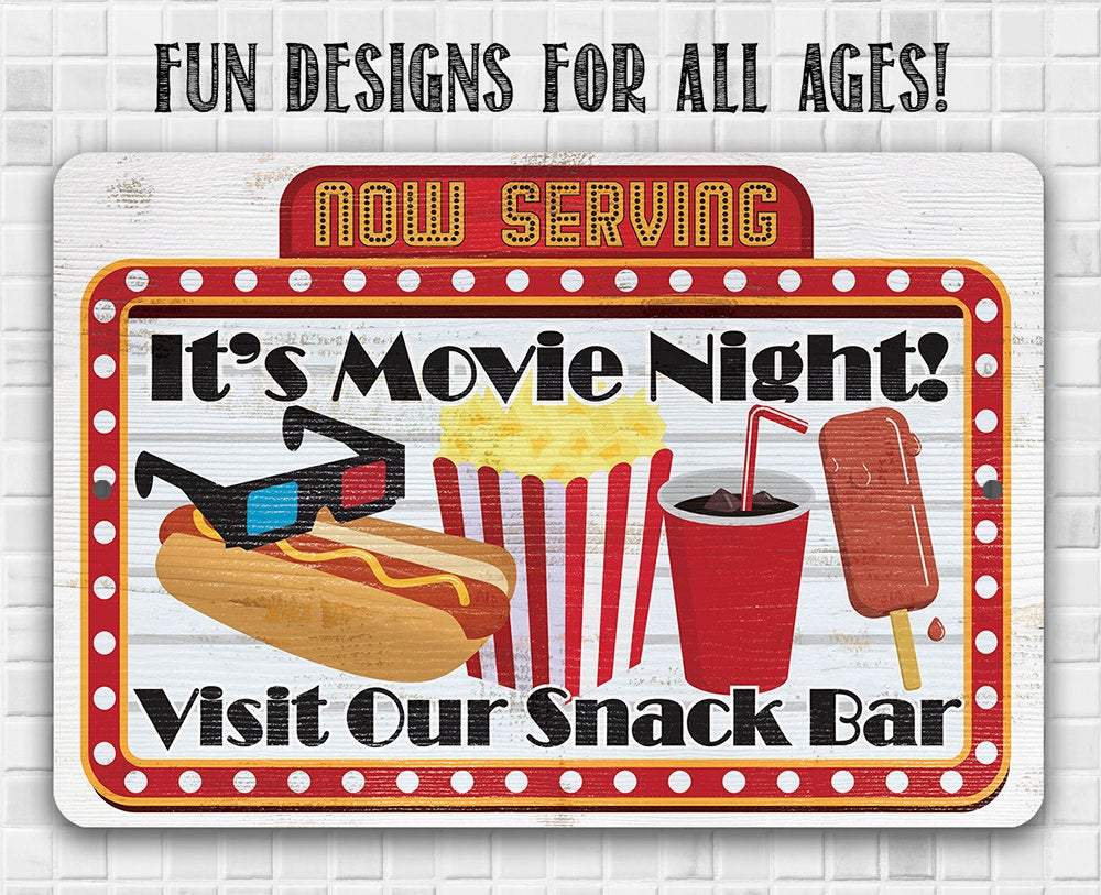 Now Serving Movie Night - Metal Sign | Lone Star Art.