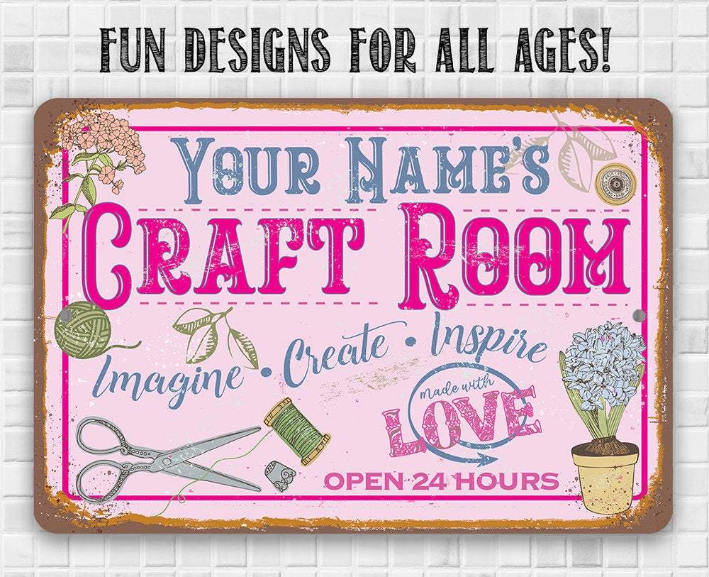 Personalized - Craft Room Imagine Create Inspire - Metal Sign | Lone Star Art.