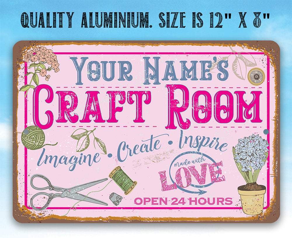 Personalized - Craft Room Imagine Create Inspire - Metal Sign | Lone Star Art.