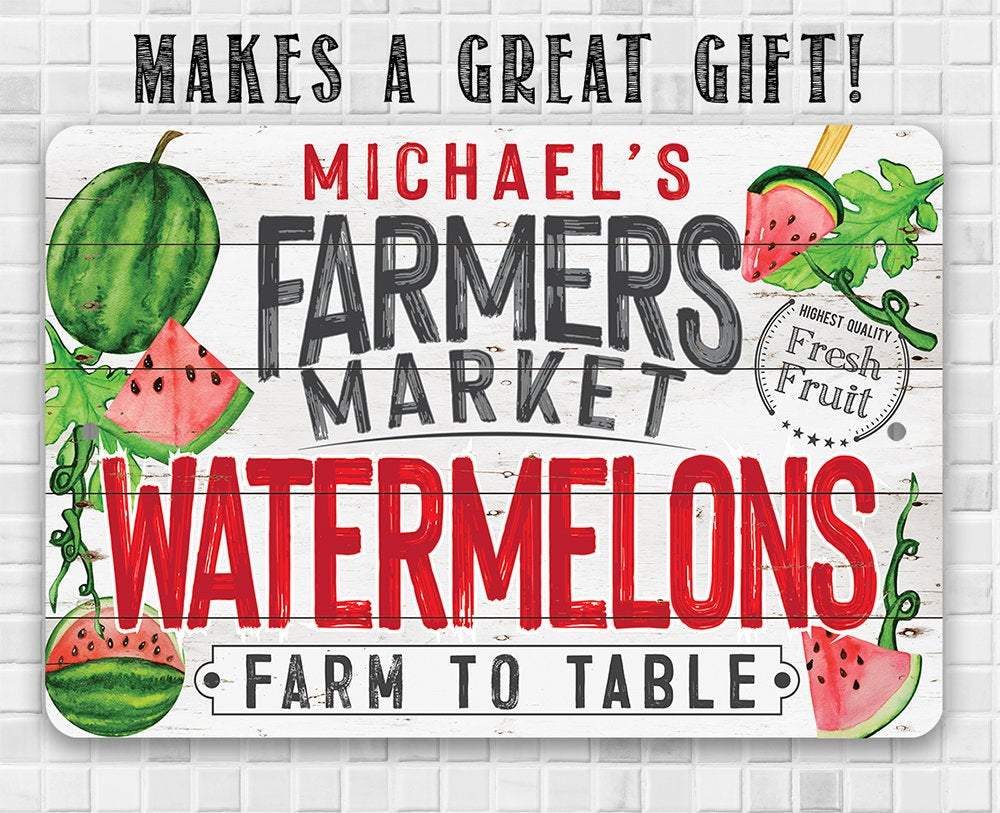 Personalized - Farmers Market Watermelons - Metal Sign | Lone Star Art.