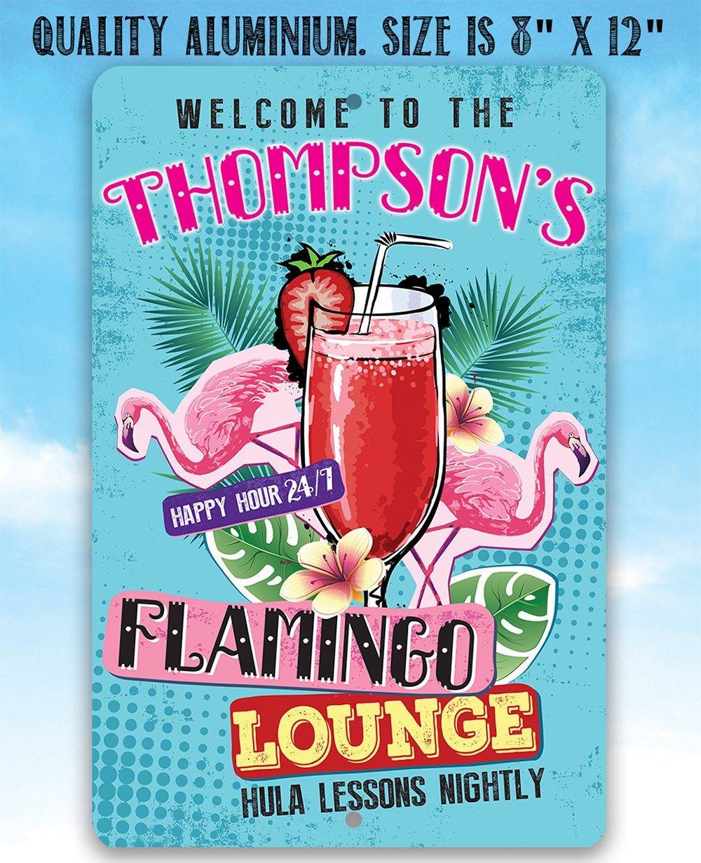 Personalized - Flamingo Lounge - Metal Sign | Lone Star Art.