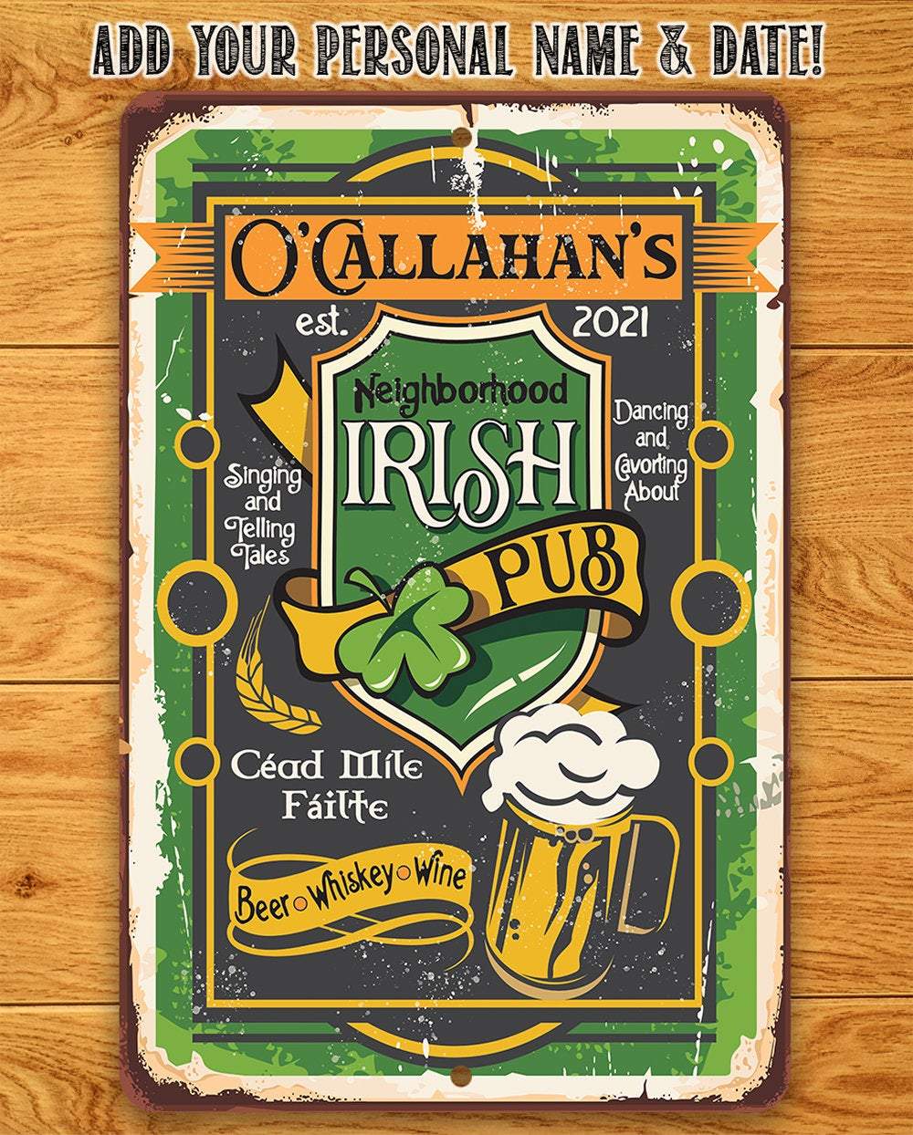 Personalized - Irish Pub - Metal Sign | Lone Star Art.