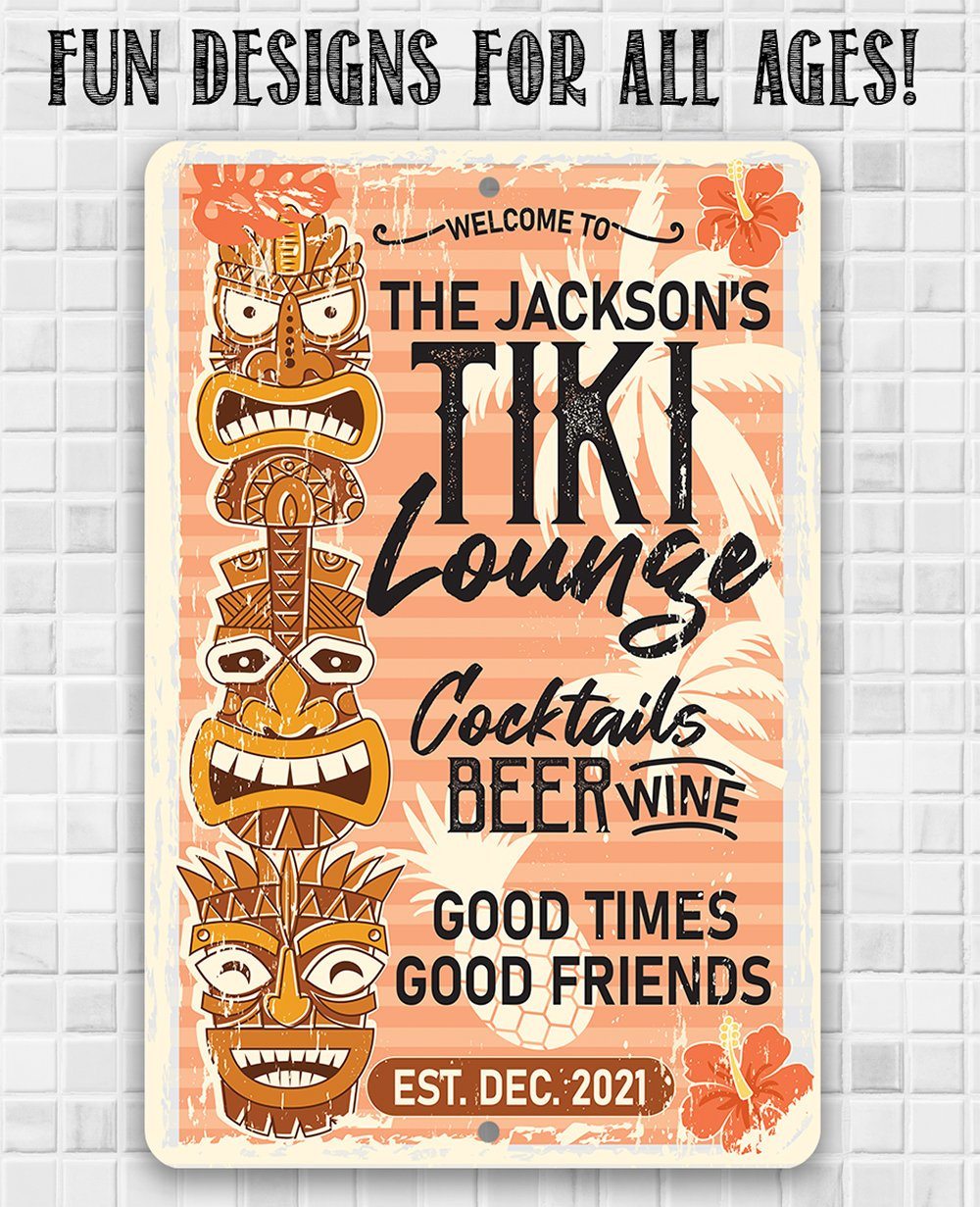 Personalized - Tiki Lounge - Metal Sign | Lone Star Art.