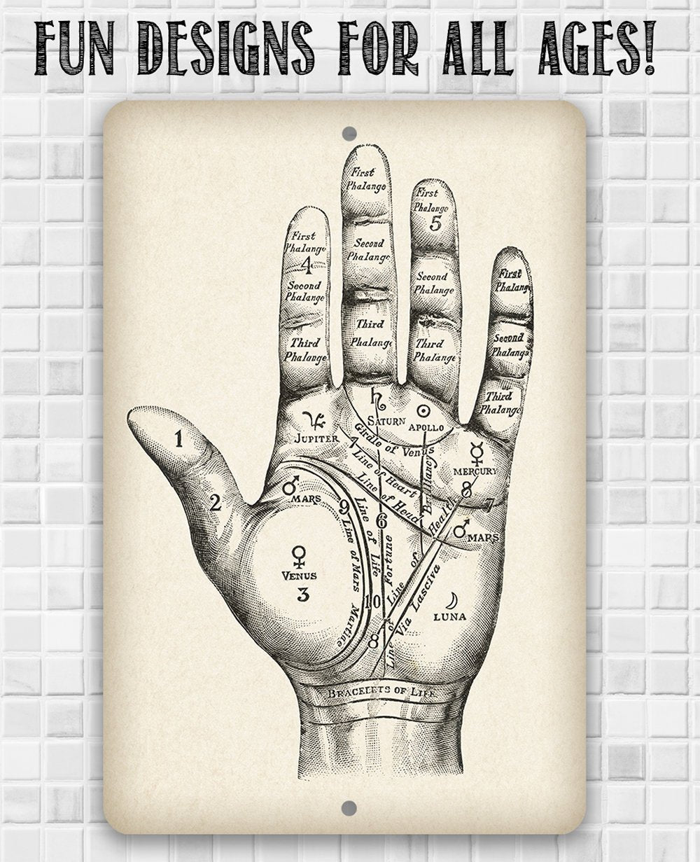 Vintage Palm Reading - Metal Sign | Lone Star Art.