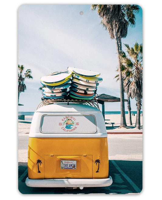 Volkswagen California Dreamin Surf Van - Metal Sign | Lone Star Art.