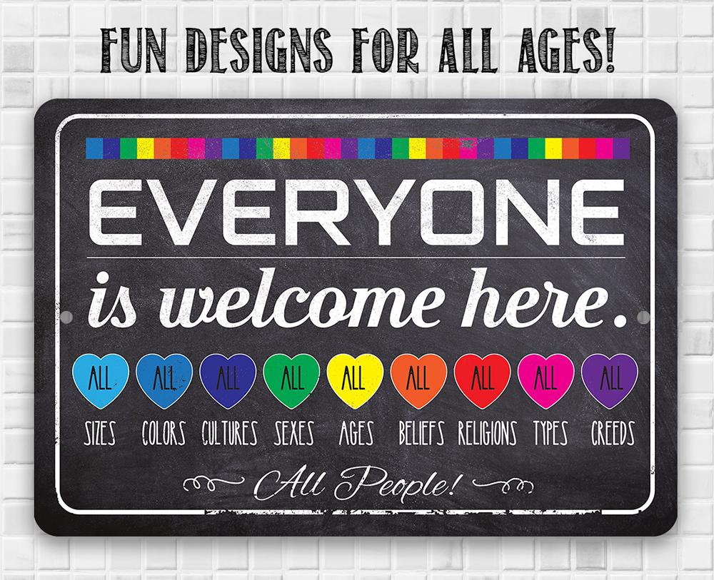 Welcome Everyone Rainbow - Metal Sign | Lone Star Art.