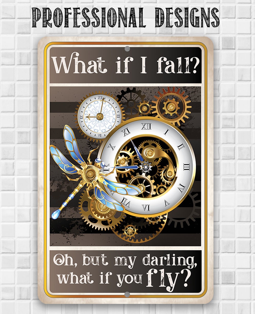 What If I Fall, Oh But My Darling, What If You Fly - 8" x 12" or 12" x 18" Aluminum Tin Awesome Metal Poster Lone Star Art