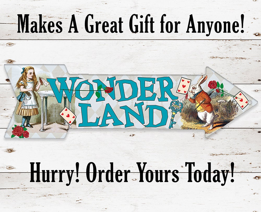 Wonderland - Directional Arrow - Metal Sign Metal Sign Lone Star Art