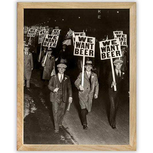 We Want Beer Prohibition Photo - Vintage Wall Art - 11x14 Framed Art Speakeasy Prohibition Decor Vintage Art Print - Makes a Great Man Cave and Home Bar Decor Poster