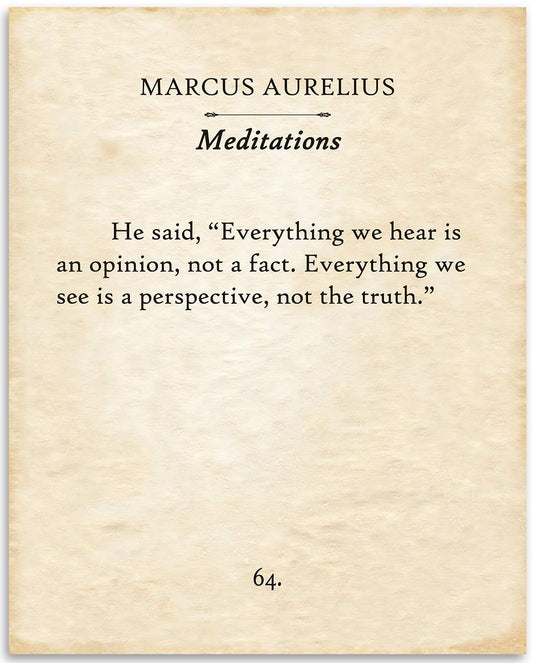 Marcus Aurelius - Everything We Hear Is An Opinion - 11x14 Unframed Typography Book Page Print - Great Motivational and Inspirational Gift and Decor Under $15