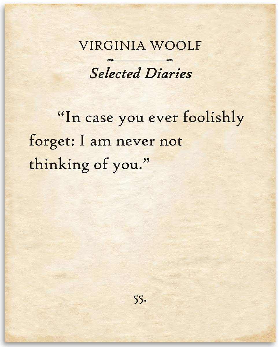Virginia Woolf - Selected Diaries In Case You Ever - Classic Quote Wall Art, Retro Literary Poster, Book Lover Gift Literature Art and Bookish Gift, 11x14 Unframed Typography Book Page Print