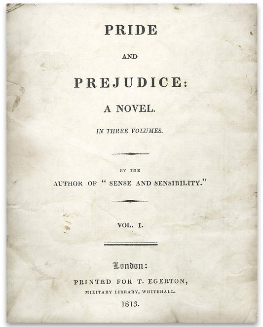 Pride and Prejudice Title Page - 11x14 Unframed Typography Book Page Print - Great Gift and Decor for Jane Austen and Literary Art Fans Under $15
